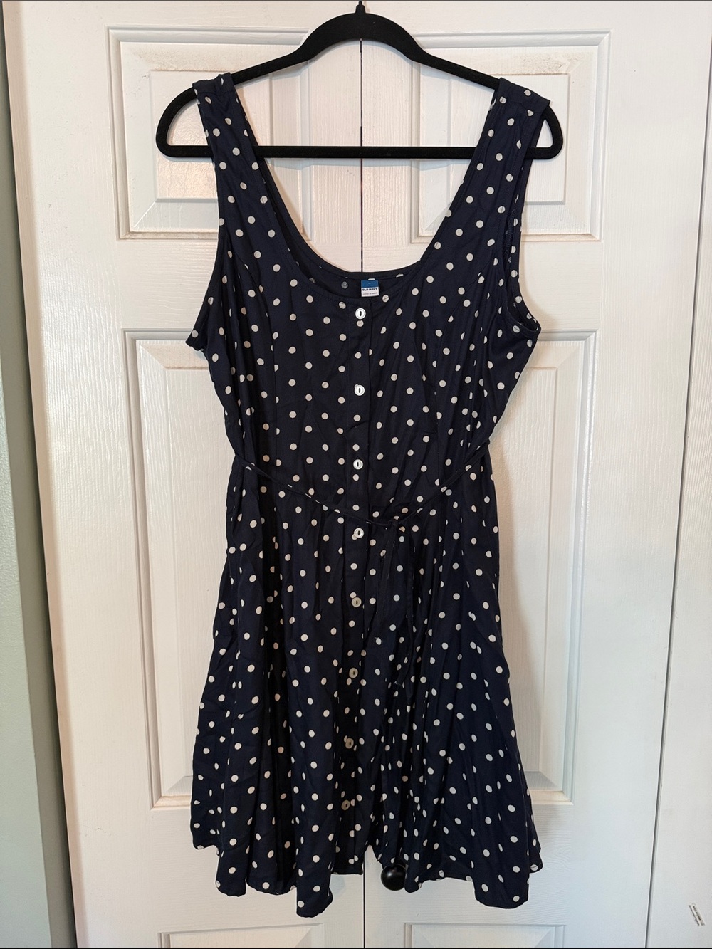 Old Navy Navy Polka Dot Button-Front Sundress
